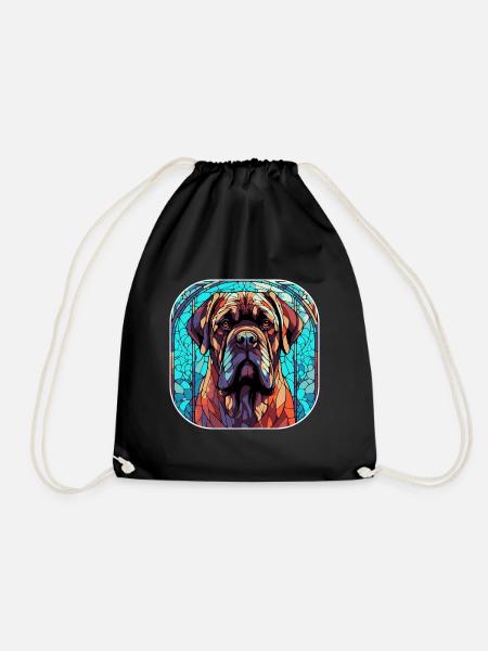 Bunte englische Mastiff Hunderasse Aquarell Glas - Turnbeutel - Schwarz