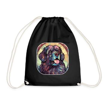 Bunte Neufundländer Hunderasse Aquarellglas P - Turnbeutel - Schwarz - Vorne