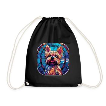 Bunte Yorkie-Hunderasse Aquarellmalerei - Turnbeutel - Schwarz - Vorne
