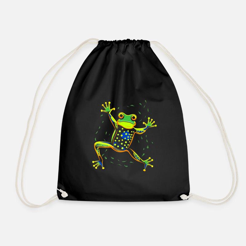 Dancing frog - Drawstring Bag - black