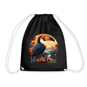 Isla del Cano Costa Rica Toucan retro style - Drawstring Bag - black - Front