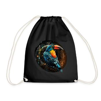 Toucan in Space retro style - Drawstring Bag - black - Front