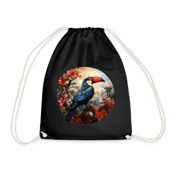 Toucan retro style - Drawstring Bag - black - Front