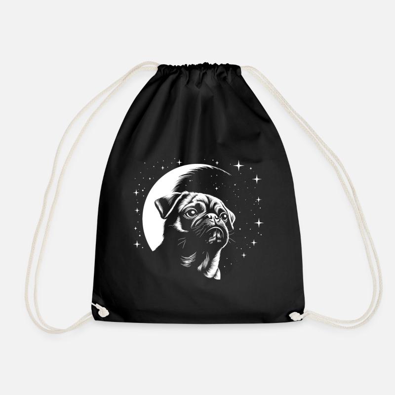 Mops Mond - Turnbeutel - Schwarz