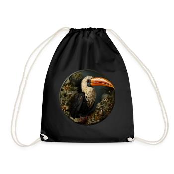 Utopian bird retro style - Drawstring Bag - black - Front