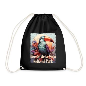 Rincon de la Vieja Tukan retro style - Drawstring Bag - black - Front