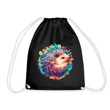 Hedgehog - Drawstring Bag - black - Front