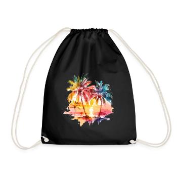 palmier de plage - Sac de sport léger - noir - Devant