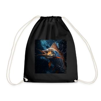 Marlin sous l’eau style rétro - Sac de sport léger - noir - Devant