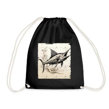 Marlin retro style - Turnbeutel - Schwarz - Vorne