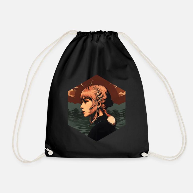 Japanese Minimalism Art - Drawstring Bag - black