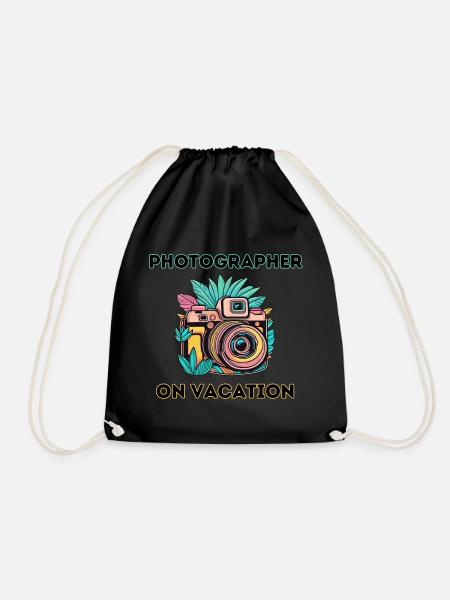 Photographer on Vacation - Drawstring Bag - black