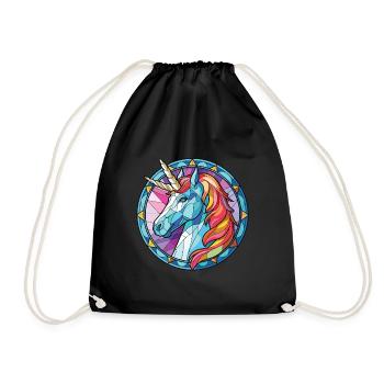 Einhorn-Bunte Aquarell-Tierillustration - Turnbeutel - Schwarz - Vorne