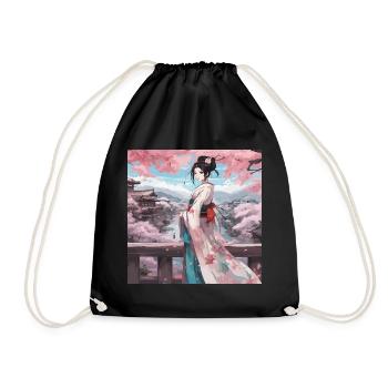 Anime Geisha - Drawstring Bag - black - Front