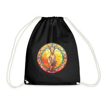 Kangaroo Colorful Watercolor Animal Illustration - Drawstring Bag - black - Front