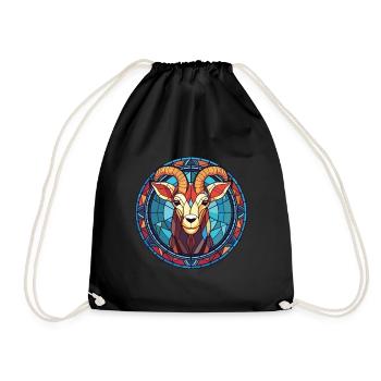 Goat Colorful Watercolor Animal Pet Illustration - Drawstring Bag - black - Front