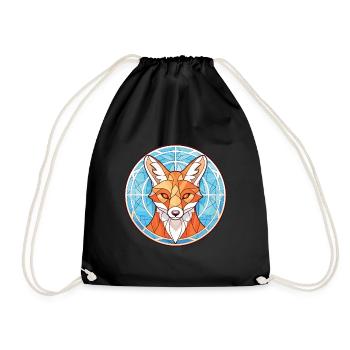 Fuchs Buntes Aquarell Tier Haustier Illustration - Turnbeutel - Schwarz - Vorne