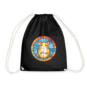 Hamster Colorful Watercolor Animal Illustration - Drawstring Bag - black - Front