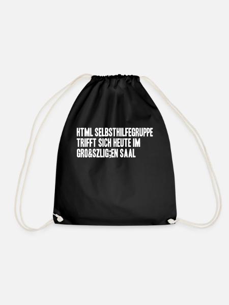html selbsthilfegruppe heute im großen Saal - Turnbeutel - Schwarz