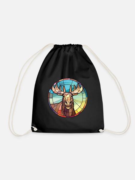 Elchbunte Aquarell-Tier-Haustier-Illustration - Turnbeutel - Schwarz