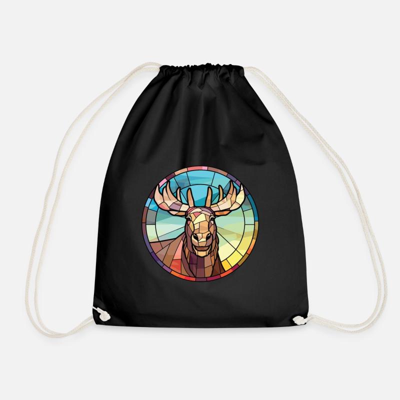 Elchbunte Aquarell-Tier-Haustier-Illustration - Turnbeutel - Schwarz