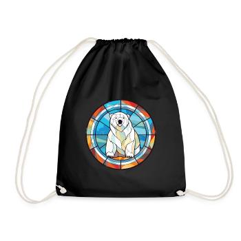 Polar Bear Colorful Watercolor Animal Illustration - Drawstring Bag - black - Front