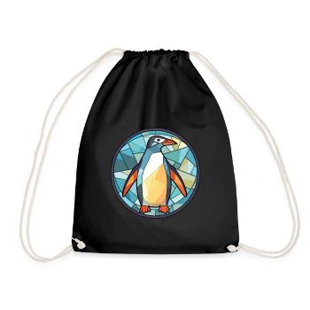 Panda Colorful Watercolor Animal Pet Illustration - Drawstring Bag - black - Front
