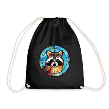 Racoon Colorful Aquarelle Animal Animal Illustration - Sac de sport léger - noir - Devant