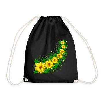 Sunflower Flower Vine Yellow Sunflower Pattern - Drawstring Bag - black - Front