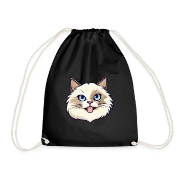 Katze Buntes Aquarell Tier Katze Illustration - Turnbeutel - Schwarz - Vorne