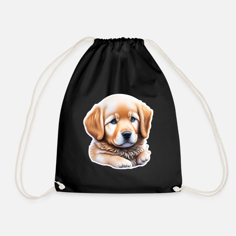 Süßer putziger Golden Retriever Welpe - Turnbeutel - Schwarz