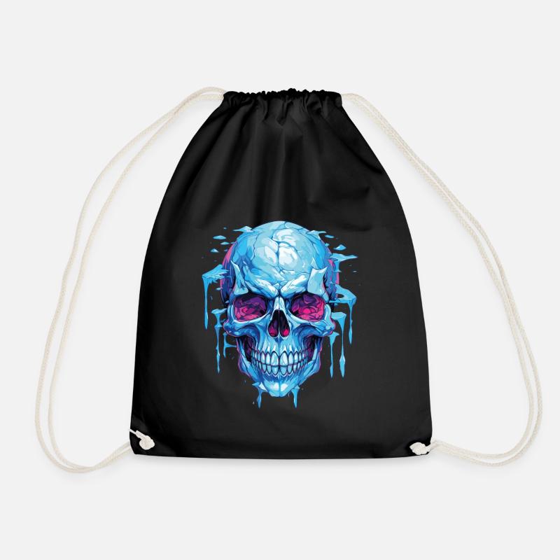 Neon Eis Schädelkunst - Drawstring Bag - black