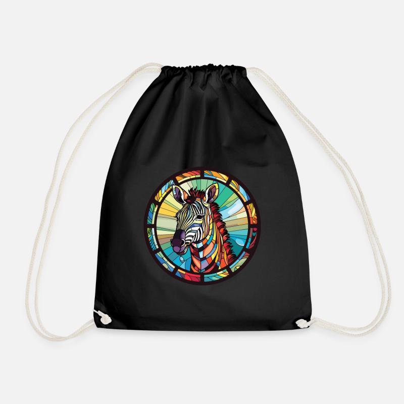 Zebra Buntes Aquarell Tier Haustier Illustration - Turnbeutel - Schwarz