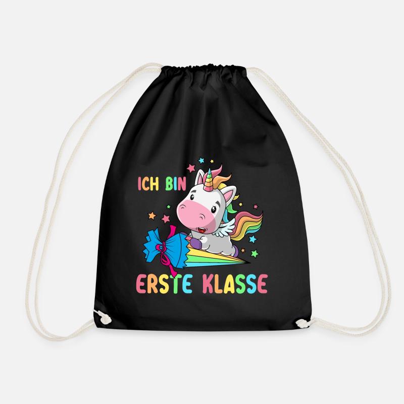 Einhorn Einschulung Schulkind Schule Zuckertüte - Turnbeutel - Schwarz