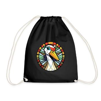 Goose Colorful Watercolor Animal Pet Illustration - Drawstring Bag - black - Front