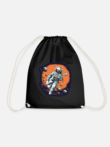 Astronaut mit Gitarre Weltraum Gitarrist - Turnbeutel - Schwarz