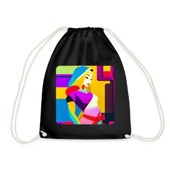 Bunte Frau im Retro Pop-Art Design - Turnbeutel - Schwarz - Vorne