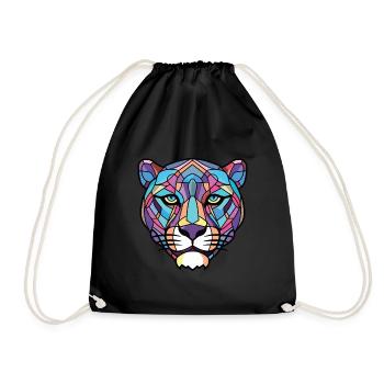 Panther Bunte Aquarell-Tierillustration - Turnbeutel - Schwarz - Vorne