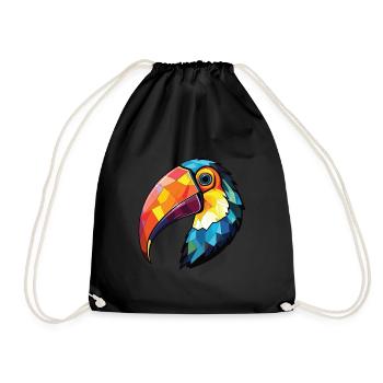 Toucan Colorful Watercolor Animal Pet Illustration - Drawstring Bag - black - Front