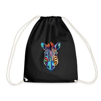 Zebra Buntes Aquarell Tier Haustier Illustration - Turnbeutel - Schwarz - Vorne