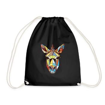 Donkey Colorful Watercolor Animal Pet Illustration - Drawstring Bag - black - Front