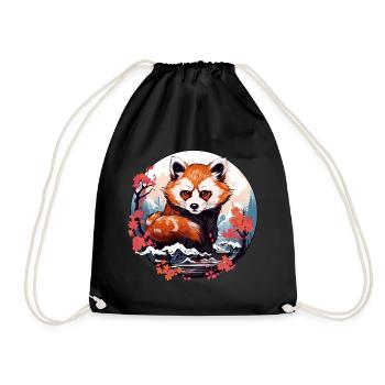 Little Red Panda dans le style anime japonais - Sac de sport léger - noir - Devant