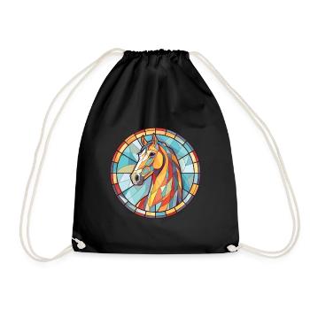 Pferd Buntes Aquarell Tier Haustier Illustration - Turnbeutel - Schwarz - Vorne