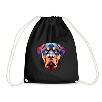 Rottweiler Hund Buntes Aquarell Tier Karikatur - Turnbeutel - Schwarz - Vorne