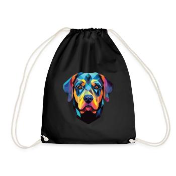 Rottweiler Hund Buntes Aquarell Tier Karikatur - Turnbeutel - Schwarz - Vorne
