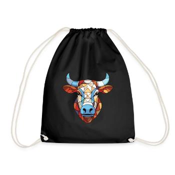 Zebu Aquarelle colorée Animal Animal Illustration - Sac de sport léger - noir - Devant