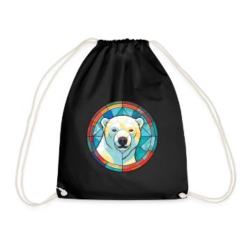 Polar Bear Colorful Watercolor Animal Illustration - Drawstring Bag - black - Front