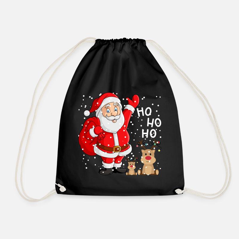 Lustiger Weihnachtsmann - Turnbeutel - Schwarz