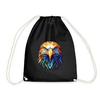 Adler Buntes Aquarell Tier Haustier Illustration - Turnbeutel - Schwarz - Vorne