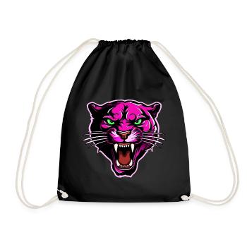 Panther Head Pink - Drawstring Bag - black - Front